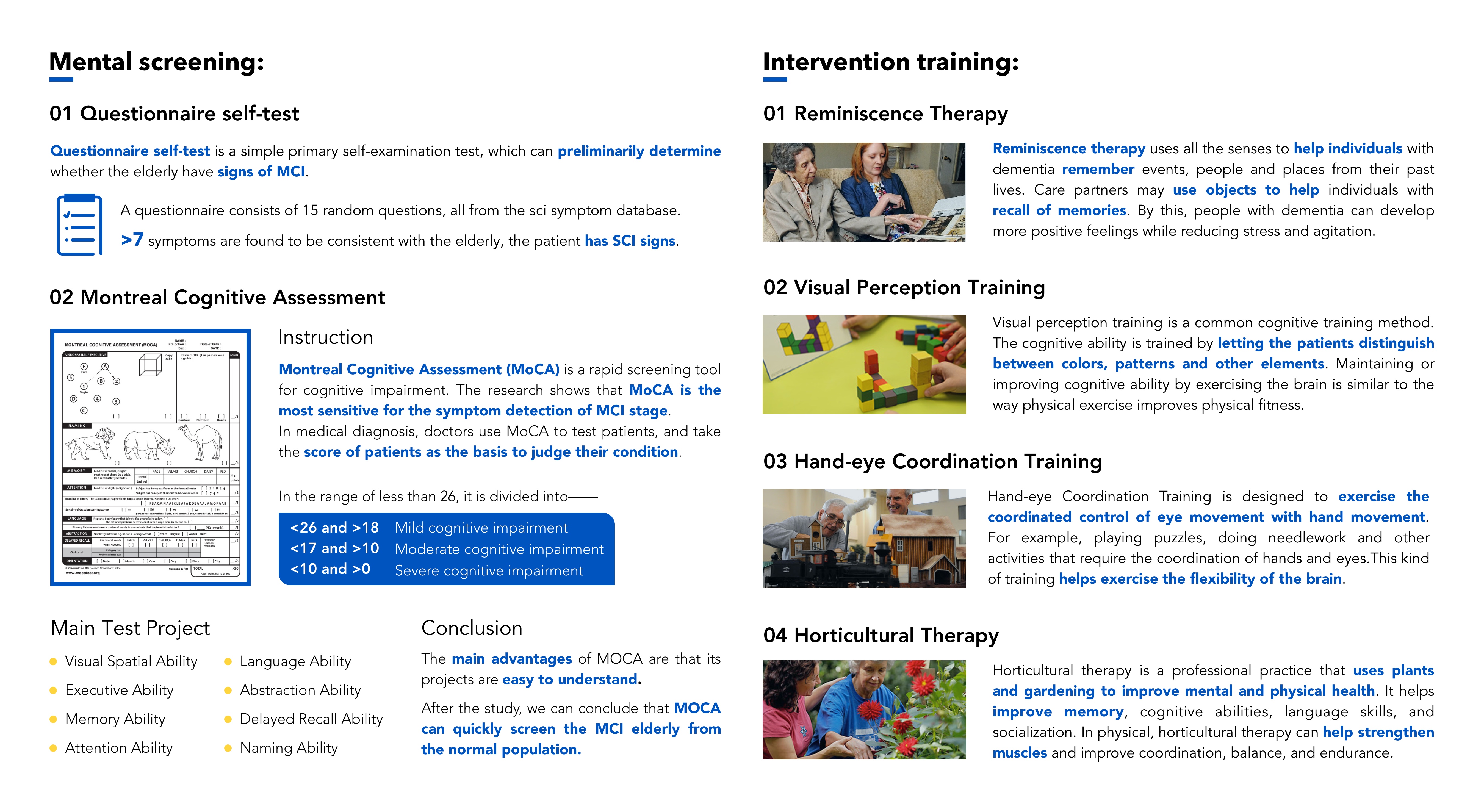 BrainFit research poster showing screening and training directions