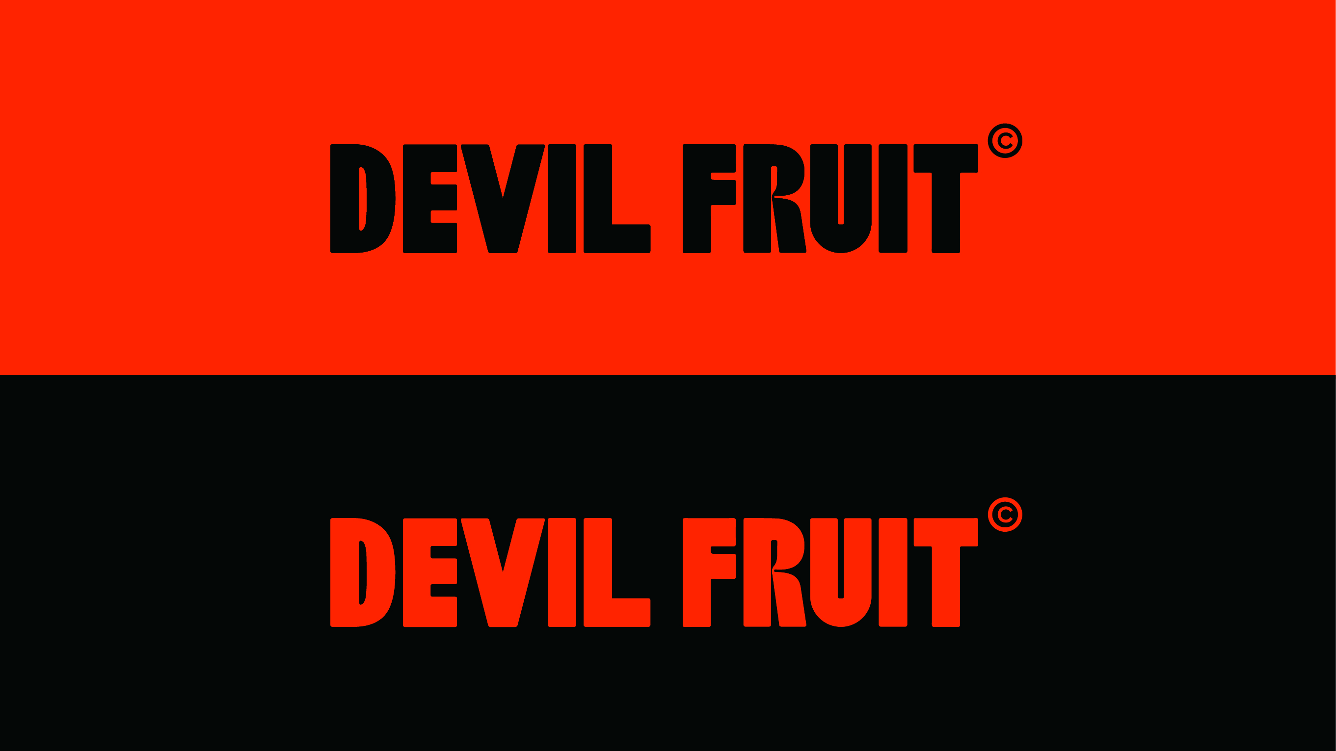 Two-tone wordmark lockups, black on orange and orange on black