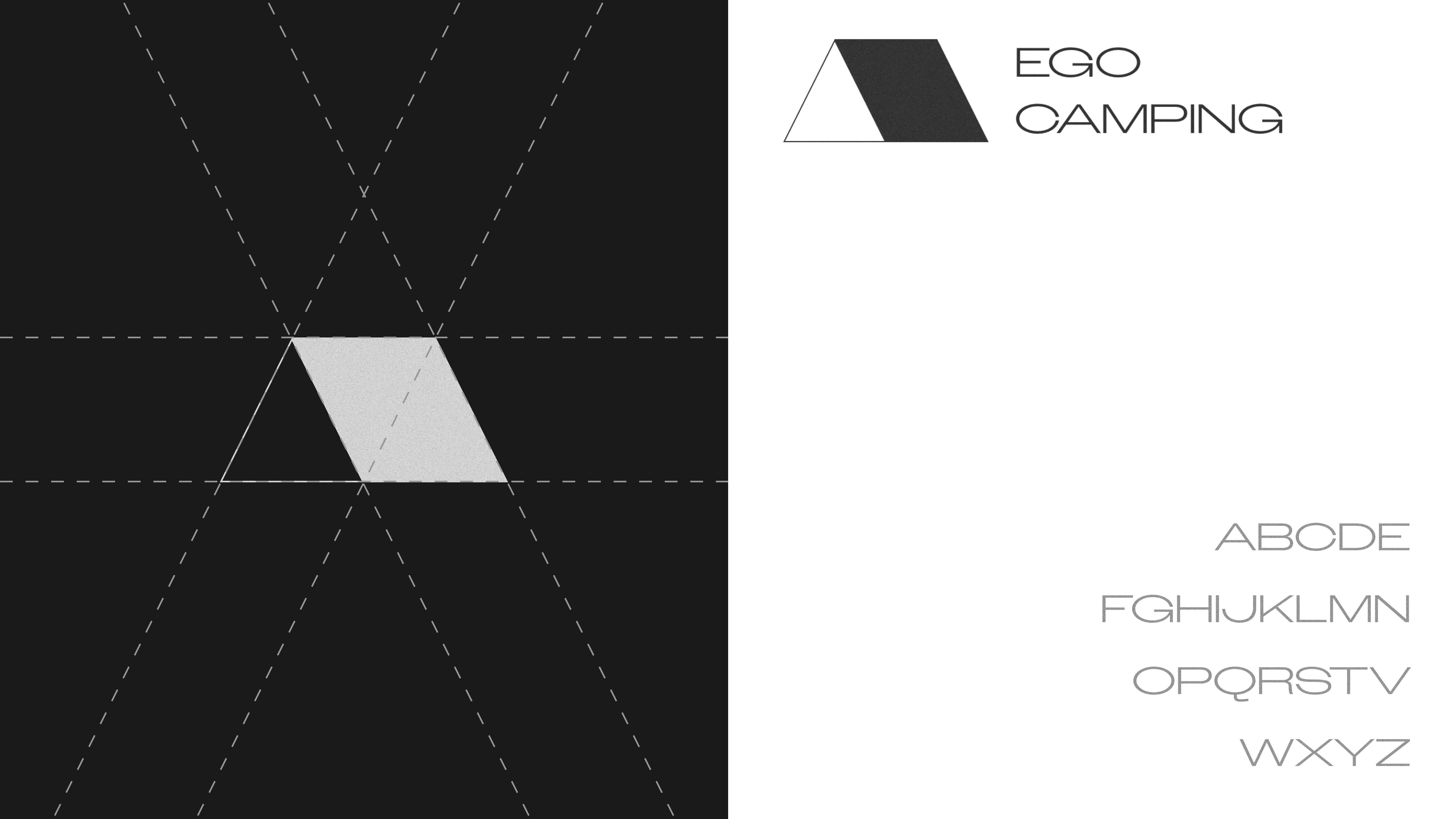 Construction details and type specimens for the EGO Camping logo