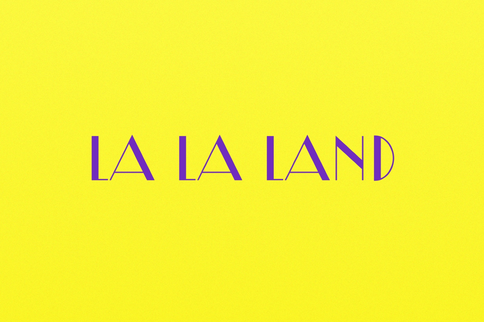 La La Land title treatment in purple on a bright yellow background