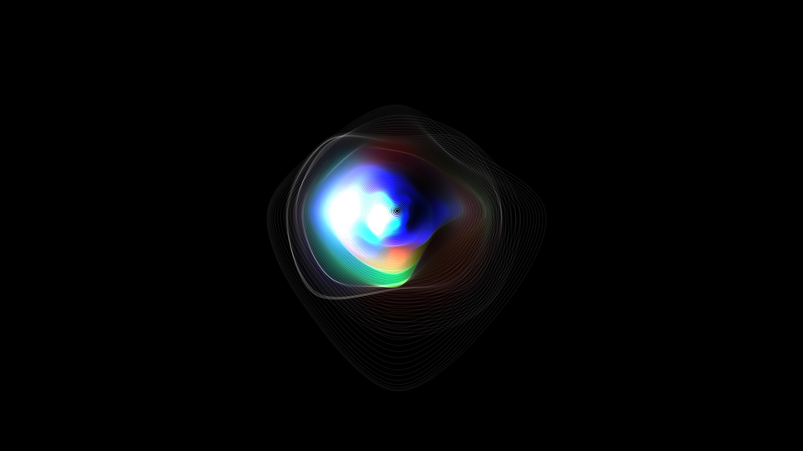 Star Echo circular voice visualisation in overlapping blue and yellow lines on black