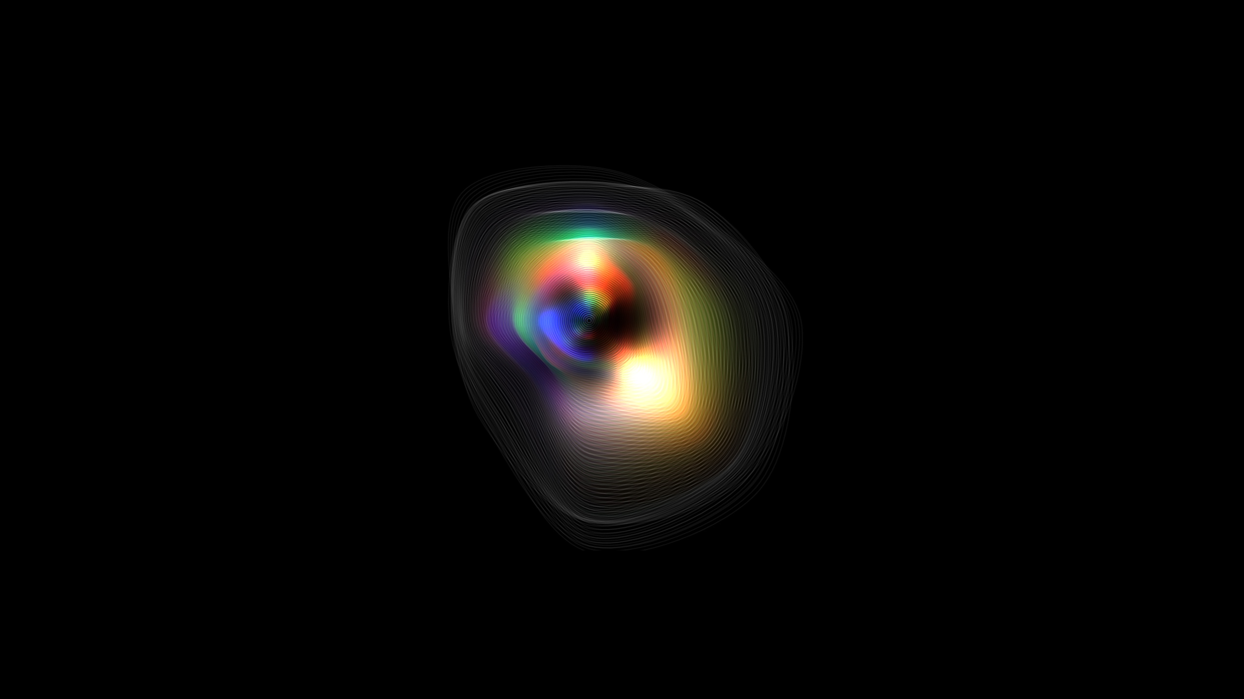 Star Echo circular voice visualisation in multicoloured concentric traces on black
